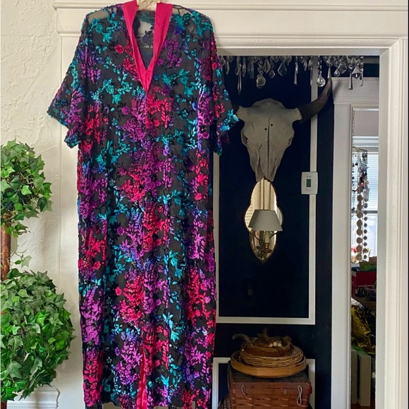 Dreamy Floral Multicolor Kimono Dress - Picture 13 of 14